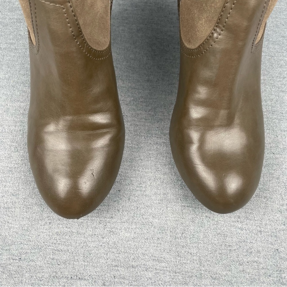 Jessica Simpson Boot Women 10 Olive Green Leather Ankle Bootie Suede Boho Hippie - Picture 5 of 14